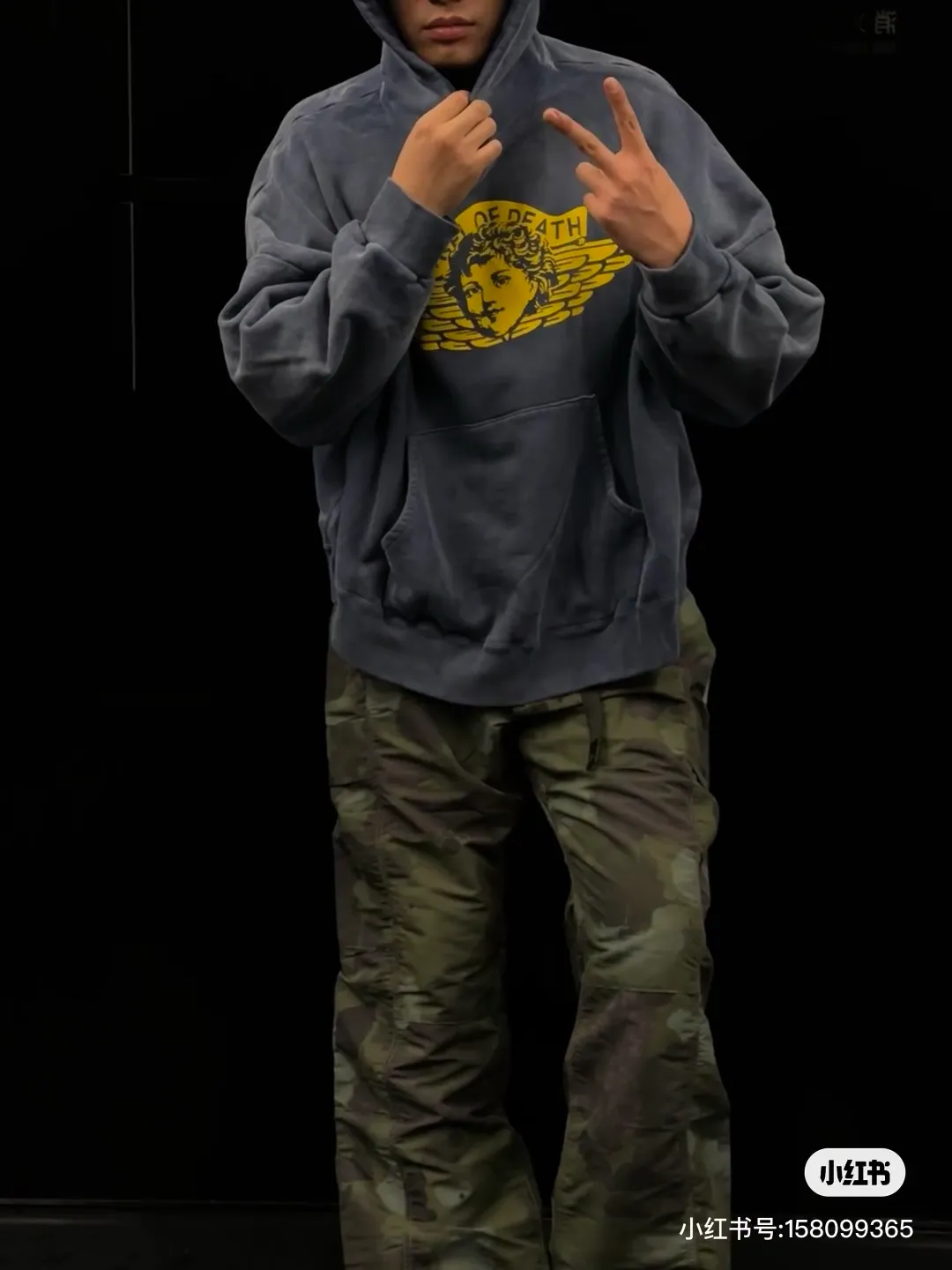 SAINT M×××××× ANGEL HOODIE/NAVY Angel Reborn Blue Hoodie Washed Blue S-XL Assute Garment Dyeing Full Clothes Water Fading Mud Dyeing Dirty Distress New Vintage Ceiling God Tailoring Original Super Loose Fit Customized Original Accessories God-level Print Restoration